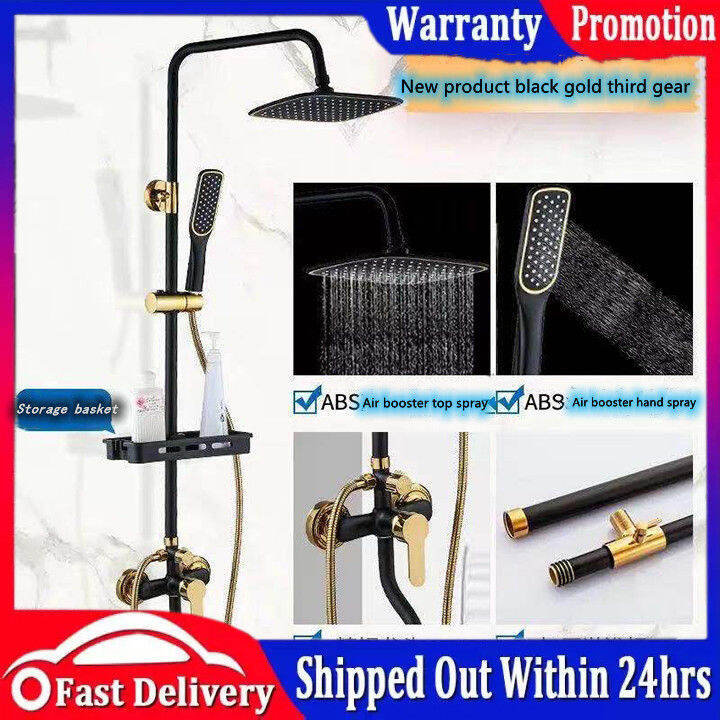 KOYOT 304 Stainless Steel Bathroom Square Matte Black gold Shower Set