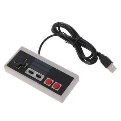 พลาสติกแบบเสียบจอยเกมสีดำ + สีเทาสำหรับ NES PC USB สำหรับ Windows ใหม่