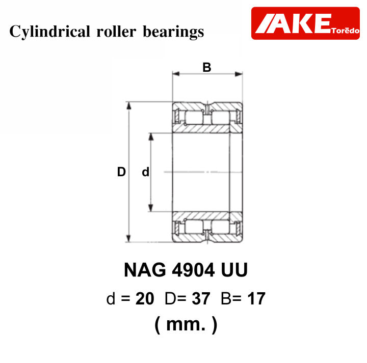 nag4904uu-ตลับลูกปืนลูกกลิ้ง-cylindrical-roller-bearings-nag-4904-uu-ขนาดเพลา-20-มิล-โดย-ake-tor-do