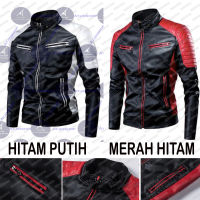 Atjin-Jaket kulit PRIA Motor Anti Angin Jaket Pria Model Klasik Korea Lambo Atjin Original Design[ 2 Warna]