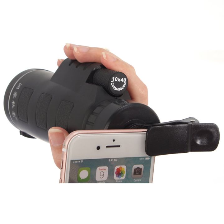 carcool-universal-10x40เดินป่าคอนเสิร์ตเลนส์กล้องกล้องตาเดียวซูมโทรศัพท์กล้องโทรทรรศน์เลนส์กล้องที่วางโทรศัพท์-คลิปสำหรับสมาร์ทโฟน