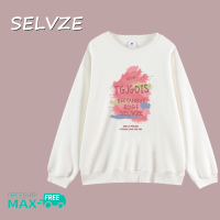 SELVZE เสื้อมีฮู้ดแขนยาวขนาดใหญ่สำหรับผู้หญิงตัวอักษรกราฟฟิตีแฟชั่นแนวเกาหลีคอกลม