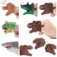 HILBAT สัตว์ไดโนเสาร์ หุ่นนิ้วมือแบบฉลาม มินิมินิ โมเดลฉลาม หุ่นนิ้วมือ Tyrannosaurus หุ่นมือสัตว์ นุ่มนุ่มๆ ถุงมือหัวสัตว์ไดโนเสาร์ ของเล่นเด็กเล่น