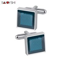 SAVOYSHI Classic Square Cufflink เสื้อฝรั่งเศสสำหรับผู้ชายของขวัญธุรกิจเครื่องประดับ Indigo Cufflink กระดุมข้อมือทองแดงคุณภาพสูง