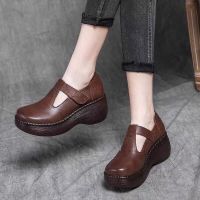 Cross-border single female autumn new European and American fashion shoes Velcro national wind thick bottom to restore ancient ways small leather shoes