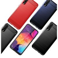 Samsung Galaxy A50ปลอกเกราะคาร์บอนไฟเบอร์ TPU ซิลิโคนอ่อนนุ่มปกหลัง Samsung A50 A505 Case