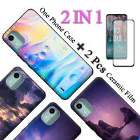 2ใน1เคส C12 Nokia แบบนิ่มพิมพ์ลายพร้อมปกป้องหน้าจอเซรามิกแบบโค้งนิรภัย