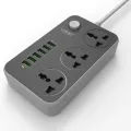 [ORIGINAL] GENUINE LDNIO 3604 SC3604 HOME/OFFICE UK PIN MALAYSIA PLUG EXTENSION SOCKET, 3 UNIVERSAL CHARGER PORTS (AUTO-ID 3.4A OUTPUT AUTO MAX, USB X 6) - BLACK, POWER CORD: 2.0 METER. 