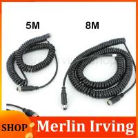 Merlin Irving Shop 5/8M 4 Pin core spring Aviation male to female Extension Video connector power lead Cable extend for Truck Bus Monitor Camera