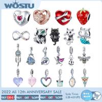 WOSTU Genuine 925 Sterling Silver Clear CZ Crown Heart DIY Beads Charm Pendant Fit Original celet Bangle Fine Jewelry Gift