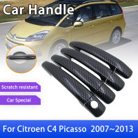 คาร์บอนไฟเบอร์มือจับประตูปกจับหมวกตัดสำหรับซีตรอง C4 Picasso 2007 2008 2009 2010 2011 2012 2013อุปกรณ์เสริมในรถยนต์สติกเกอร์