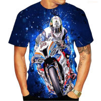 Casual T-shirt Round 2023 Neck Short Sleeve Motorcycle Print Harajuku Style Summer Fashion Mens 2023 Fashion Versatile Style