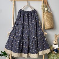 【CW】 2022 New All-Match Printed Skirt Mori Double-Sided Age-Reducing Large-Length