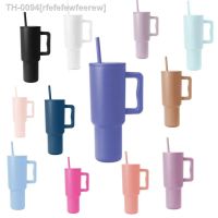 ☋ rfefefewfeerew Garrafa de água aço inoxidável reutilizável isolada Copo com alça e tampa palha café gelado Caneca 40 oz