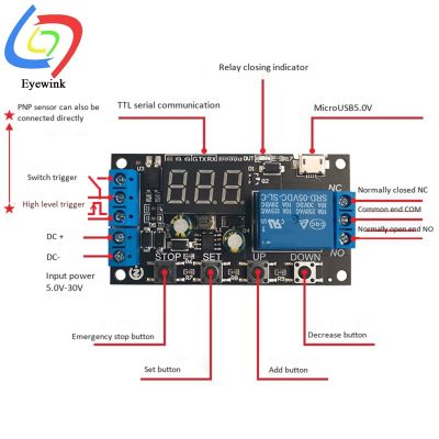 Zk-Td2 1ช่อง Dc 5 -30โวลต์จุดชนวนแบบหน่วงเวลาเปิด/ปิดโมดูลสวิตซ์&nbsp; รีเลย์วงจรจับเวลาพร้อมไมโคร Usb จอแสดงผล Led แบบดิจิตอล0.1วินาที-999นาที