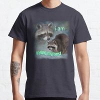 I Am Trying My Best Raccoon Word Art Meme T Shirt Funny Short Sleeve MenS T Shirts Tops Tees Oversized Graphic T Shirts 5Xl S-4XL-5XL-6XL