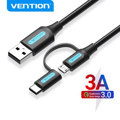 Vention USB Type C Cable for Redmi note 8 2 in 1 Fast Charging Micro USB Cable for Samsung  Galaxy Note S10 Moble Phone USB Cord Cables  Converters