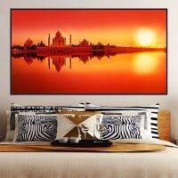 Sunset Boat Sea Landscape ภาพวาดผ้าใบ World Sky City Wall Art โปสเตอร์และพิมพ์สำหรับห้องนั่งเล่นตกแต่งบ้านไม่มีกรอบ New