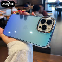 AUOVIEE หรูหราไล่โทนสีสีกรณีโทรศัพท์สำหรับ iPhone 11 12 13 Pro Max ใสกันกระแทกกันชนปกหลัง