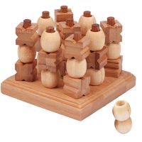 Mini Tic-Tac-Toe 3D Chess Classic Toys Logical Thinking Leisure Board Games Educational Wooden Toys For Children Brain Training