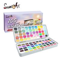 ✘ Seamiart ชุดกล่องดีบุกสีน้ําเรืองแสงสีเมทัลลิก 100 สี