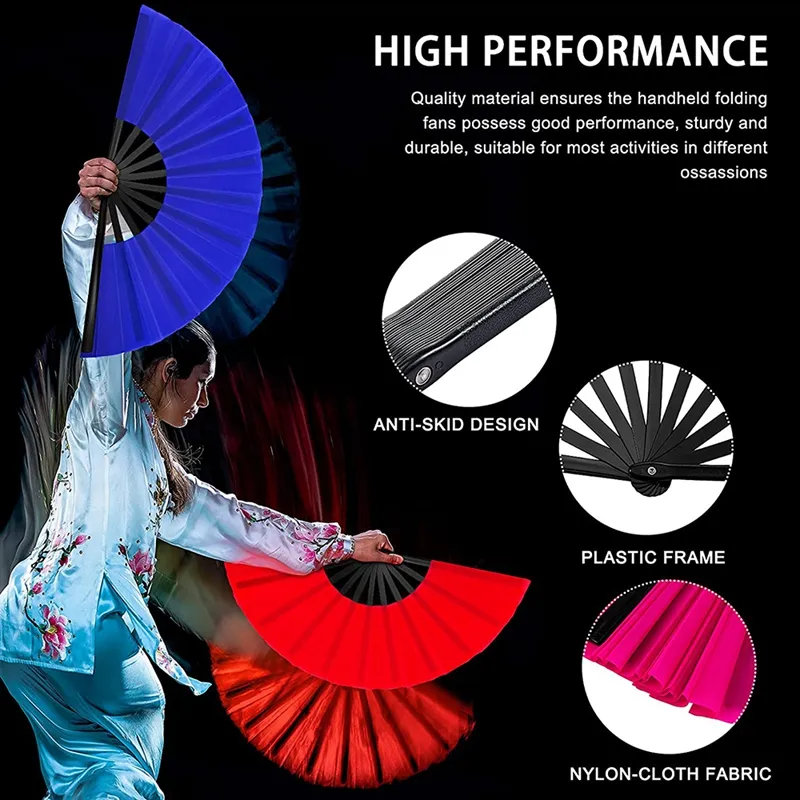 Amajiji Large Folding Fan, Chinease/Japanese Folding Nylon-Cloth Hand Fan,  Women Hand Folding Fans Hand Fan Gift fan Craft fan Folding Fan Dance Fan