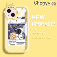 เคส Chenyyka สำหรับ iPhone 13 iPhone 13 Pro iPhone 13 Pro iPhone 13 Pro Max เคสแฟชั่นอวกาศนักบินอวกาศรูปโบว์ผูกโบว์รูปมอนสเตอร์ตัวเล็กเคสนิ่มทนต่อการขัดถูเคสโทรศัพท์โปร่งใสฝาครอบป้องกันซิลิก้าเจลเลนส์กล้องถ่ายรูป