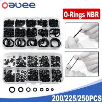 200/225/250Pcs Rubber O Ring Set Gaskets Seal Ringer Nitrile Rubber High Pressure O-Rings NBR Sealing Elastic Band Rings Set Clamps