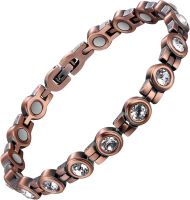 Arthritis magnetic therapy elegant crystal bracelet effective natural energy balance health.