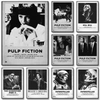 2023☌ Classic Movie Posters Black and White Retro Canvas Paintings Pulp Fiction Prints Wall Art Picture for Room Home Decoration