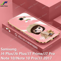 JieFie น่ารักสาวกรณีโทรศัพท์สำหรับ Samsung Galaxy J7 Prime / J4 Plus / J6 Plus / J7 Pro / J7 2017 / Note 10 / Note 10 Pro / 10 Lite / 8 / 9 อัลตร้าซอฟท์บาง TPU หรูหราโครเมี่ยมสแควร์ปกโทรศัพท์