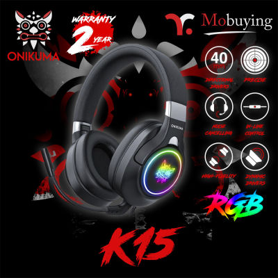 หูฟัง Onikuma K15 Black Gaming Headset หูฟังเกมส์มิ่ง หูฟังเล่นเกมส์ เสียงดังฟังชัด รับประกัน 2 ปี #Mobuying