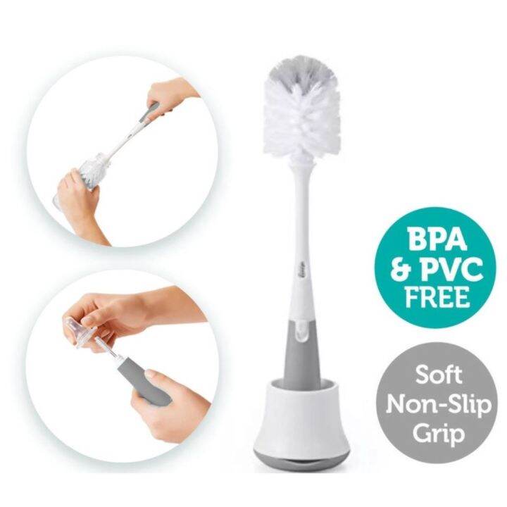 Bottle Brush with Nipple Cleaner and Stand - Grey