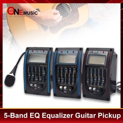LC-5/4 5 Band Acoustic Guitar Preamp EQ Equalizer Pickup Tuner System with Micro Phone Pickup for Acoustic Guitar Guitar Bass Accessories