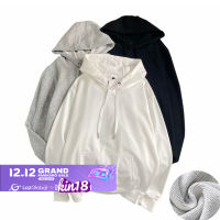 เสื้อฮู้ดแขนยาว【kin18】 Hoodies เสื้อฮู๊ด Three colors optional M-5XL