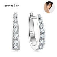 Serenity วันรูปตัวยู0.3กะรัตคู่ Moissanite ต่างหูอารมณ์ป่า S925คลิปสตั๊ดเงินแผ่นเครื่องประดับ Pt950