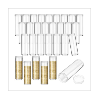 30PCS Coin Storage Tube Penny Coin Tube with Screw on Lid for Coin Collection Supplies Bank