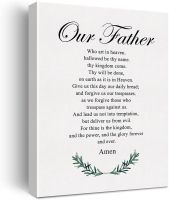 คริสเตียนศิลปะบนผืนผ้าใบสำหรับติดกำแพงผ้าใบพิมพ์บทสวดมนต์ของคุณพ่อของเราพระคัมภีร์เชิงบวกผ้าใบวาดภาพศาสนาของตกแต่งผนังบ้านกรอบของขวัญ X นิ้ว