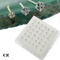 925 Sterling Silver Shiny Clear Cubic Zircon Nose Stud Trendy Nose Piercing Jewelry Piercing Nariz Plata Joyas De Plata 925