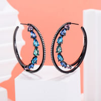 Siscathy Fashion Trend Cubic Zircon Round Hoop Earring For Women Circle Geometry Pendant Earring Party Jewelry Accessories 2022