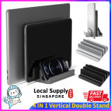 Vertical Laptop Stand [Adjustable Size], Tablets Holder, Laptop Holder, Double Desktop Stand Holder with Adjustable Dock (Up to 17.3 inch)