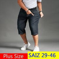 CODff51906at Size 30-48 Mens Jeans Pants Plus Size Denim Short Shorts Large Size Men Jean Shorts Black Straight Cutting Korean