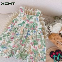 Spot parcel post Girls French Floral Strap Dress 2023 Summer New Baby Girl Lace Sweet Vest Dress Vacation Style