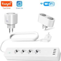 Tuya WiFi Power Strip 2 In 1 Double Outlets 4 EU Extension Socket 4 USB Port 1.8M Extension Cord Smart Life Works Goodle Home Ratchets Sockets