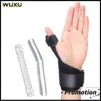 WUXU แถบอลูมิเนียม ปลอกเอ็นอักเสบ แถบสปริง ผ้าโอเค สายรัดอุโมงค์ splint carpal ของใหม่ สีดำสีดำ นิ้วหัวแม่มือเสริมยามนิ้ว สายรัดข้อมือ