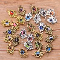 10PCS 12x19mm 3 Color Hamsa Hand And 9 Evil Spacer Bead Charms Jewelry Making