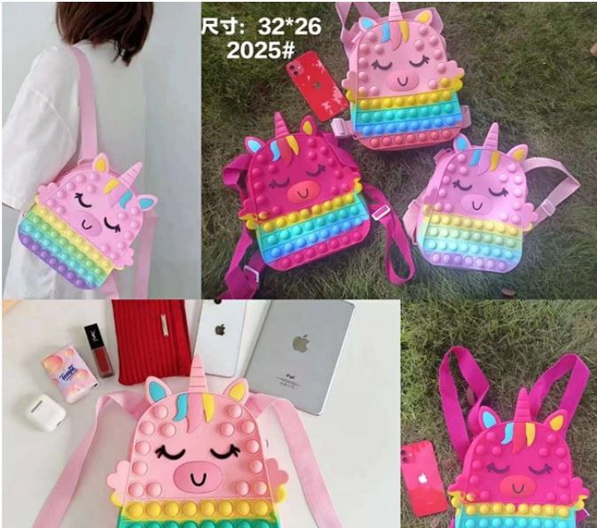 2025 MINI POP IT BACKPACK popit bag unicorn bag pop it wallet