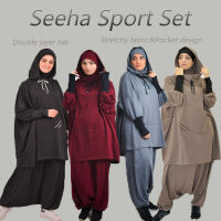 Womens Hooded Sports Suit Muslim Hijab Dress Eid Prayer Wear Jilbab Abaya Long Khimar Full Cover Soft Stretch Large Robe