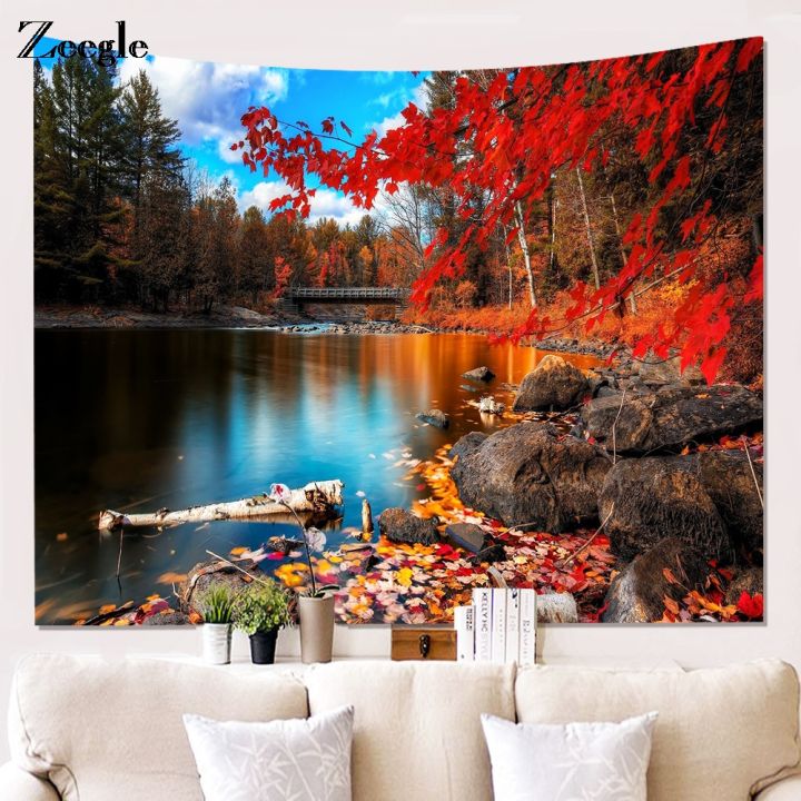 zeegle-tapestry-house-hanging-season-couches-home-decoration-accessories-blanket-large-polyester-tapestry-colorful-leaf-pattern