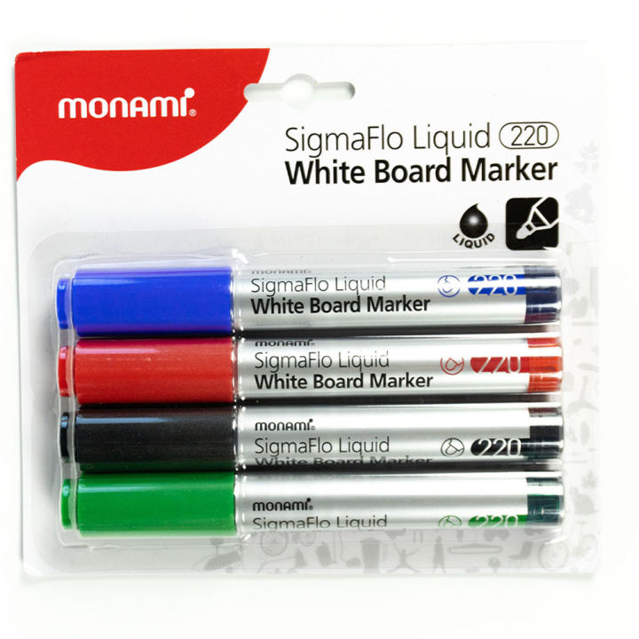monami-sigmaflo-liquid-white-board-marker-bullet-2-mm-pack-4-colors-ปากกาไวท์บอร์ด-หัวกลม-ขนาดเส้น-2มม-ชุด-4-สี-ของแท้